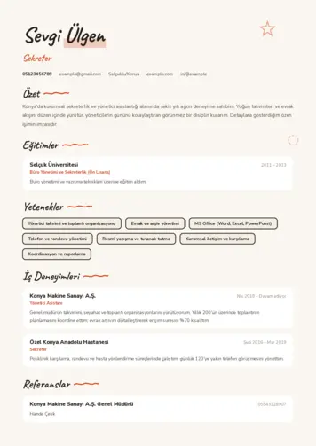 Sekreter CV Örnekleri cv indir